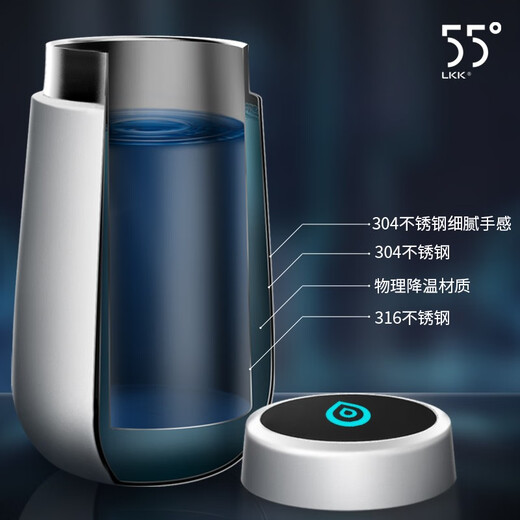 LKK55度降温杯五十五度智能速冷杯子55度恒温杯情侣定制礼品 55℃ 保温杯 (LKK55度杯)魔色礼盒-白
