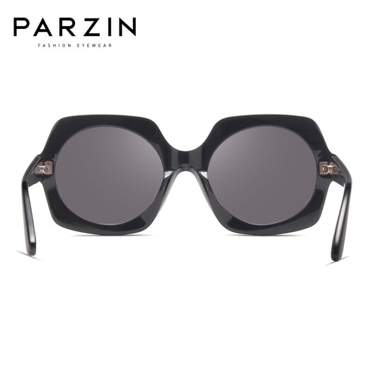 帕森（PARZIN） 偏光太阳镜女 复古板材驾驶镜女大框修脸潮墨镜 9740 黑框黑灰片