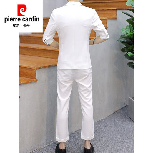 Pierre Cardin men's suit Korean version slim fit summer thin trendy handsome casual three-quarter sleeve summer small suit summer style 832 blue XL