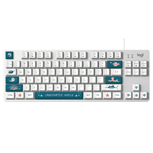 罗技（Logitech）K835机械键盘有线游戏电竞键盘84键电脑办公键盘个性pbt键帽送男生女友礼物 K835海洋键帽版 红轴
