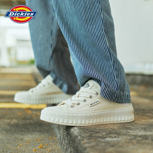 Zapatos para hombres de dickies zapatos de lona zapatos de verano transpirables y versátiles zapatos blancos hombres y mujeres zapatos de parejas un pie flojo zapatillas beige 40