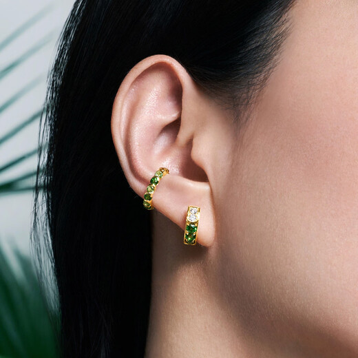 Chow Tai Fook ENZO Jungle Series 18K Gold Diopside Diamond Earrings for Women EZV8920 Birthday Gift EZV8920