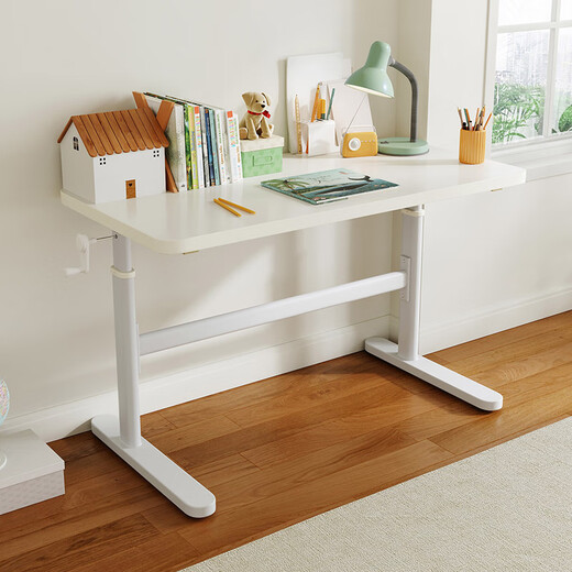 Lin's home children's study desk liftable desk computer desk primary school student desk LS690V1 large white table 1.4m