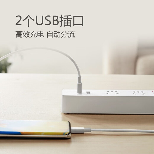公牛（BULL） USB插座小白带智能排插手机快充电多功能接线板迷你小插排插线板 6插位[20W快充]1.8米U12033