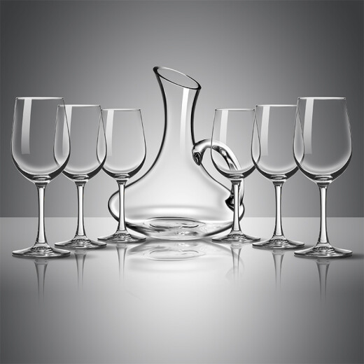 Tianxi (TIANXI) red wine glass set goblet wine glass lead-free glass home hotel water cup wine bottle wine set 7-piece set red wine glass * 6 + decanter * 1