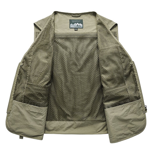 Mingwei Baoden chaleco masculino delgada verano de verano reportero reportero de fotografía chaleco de pesca para hombres trabajos casuales de malla clip de caballo khaki xl (recomendado 140-155 Jin [Jin equivale a 0,5 kg])
