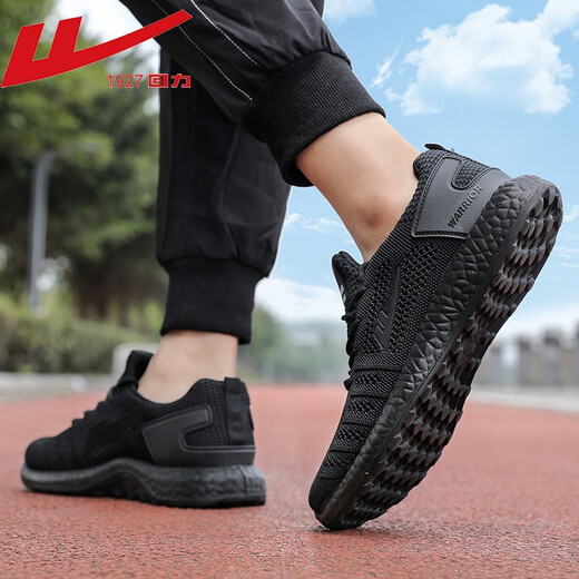 JETRAM men's shoes for spring and summer breathable men's casual shoes hollow mesh net running shoes soft sole running wear-resistant all black sports shoes YT-all black (6175) men 40