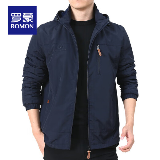 罗蒙（ROMON）户外冲锋衣男士外套秋冬季中年男装秋装上衣服加绒夹克男春秋厚 9898黑色 款 加绒 L
