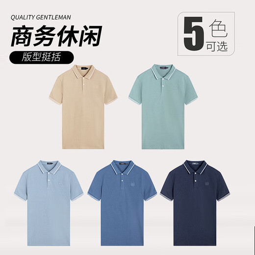 杉杉【亲肤纯棉】短袖T恤男士夏季商务休闲清凉透气翻领上衣男装体恤