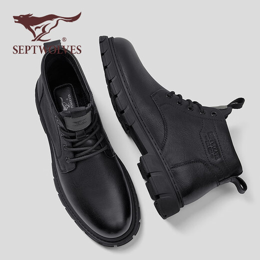 Sieben Wölfe Herrenschuhe Martin Boots Herren Sommer Neue nicht rutschfeste Kleidung-resistente High-Top-Lederschuhe Britisch-Stil BRITISCHE KOWNEHIDE OUDER OUDER AUSBEHALTSUSSUSSCHUS