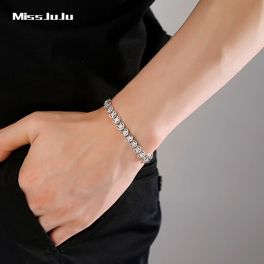 Miss JuJu Pt950 Platinum Bracelet Men's Platinum Bracelet Men's Thick Copper Coin Rich Boss Bracelet Weight 27.40g Length 22cm Thick About 8mm