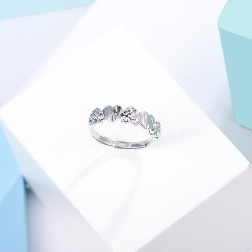 Yuan Shengfu's new PT950 fashionable heart-shaped platinum ring, women's platinum ring, adjustable, live and shiny, 2.55g