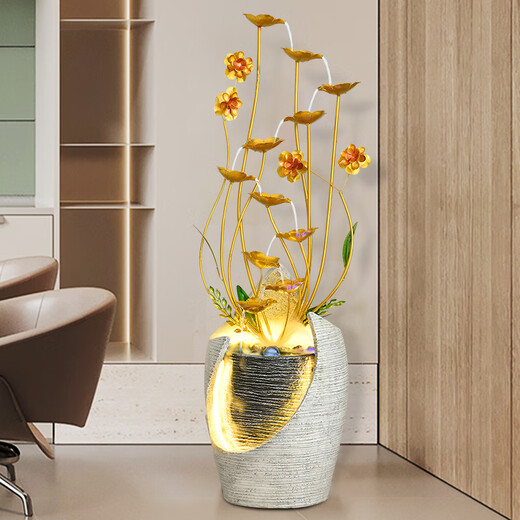 
Floor-standing light luxury running water ornaments circulating water living room office TV cabinet next to humidifier to make money bonsai decoration 9928A water bonsai + small iron flower 134CM