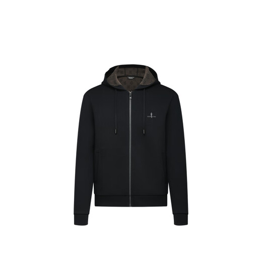 Biyinlefen Warm and Soft Autumn Men's Fashionable Casual Jacket Tops Comfortable and Sturdy Hooded Wool Jacket Men 07 Black L /105