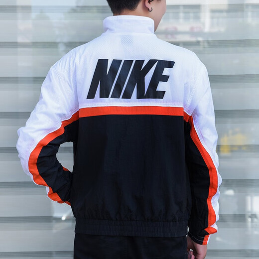 耐克（NIKE）新款外套男装夏季时尚复古大Logo运动服休闲连帽针织开衫夹克AR30 AV9756-100梭织防风立领  S