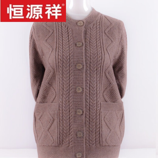 Hengyuanxiang elderly women's clothing, old lady's autumn and winter grandma sweater coat, thick clothes for the elderly, mother's plus size woolen sweater, red 5XL (170-180Jin Jin equals 0.5 kg)