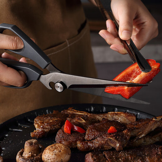 Sanbonsheng importó tijeras japonesas para barbacoa, tijeras de cocina, tijeras para complementar alimentos, tijeras japonesas para carne, tijeras para acampar, tijeras para picnic al aire libre, tijeras japonesas multifuncionales chapadas en titanio para barbacoa