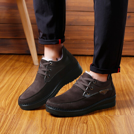 Hongxingxiang Old Beijing Clate Shoes Мужская хлопчатобумажная обувь зимние шерстяные туфли мужская обувь теплые плюс бархатные повседневные туфли против скольжения среднего возраста и пожилые туфли для папы 9910 мужская черная шерсть плюс бархат 38