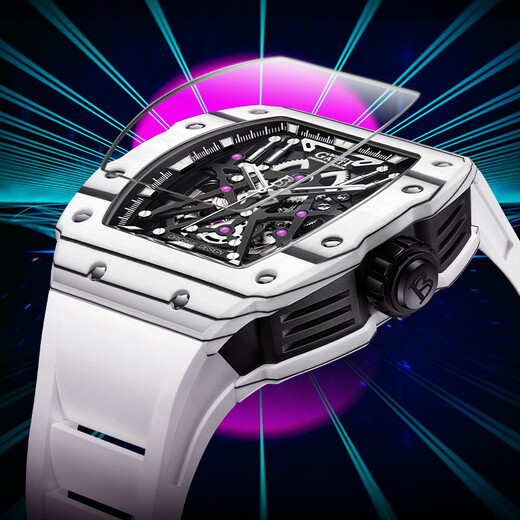 
BONEST GATTI watch birthday gift for boyfriend German mechanical watch fully automatic hollow carbon fiber wine barrel men's watch explorer BG9906-A1 Aurora carbon purple carbon fiber