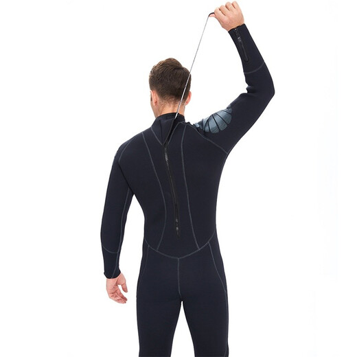 Swimming speed YonSub 5mm wetsuit for men, one-piece warm, deep diving professional cold protection, thickened scuba frogman thermal insulation, deep sea, black XL