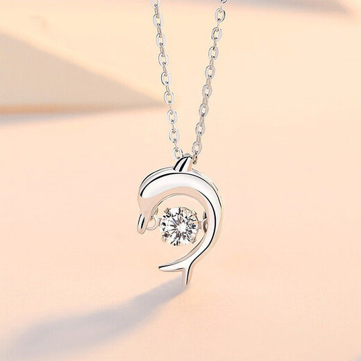 Farcoko brand dolphin necklace women's silver beating heart clavicle chain fashion jewelry Valentine's Day birthday gift for girlfriend Elf Dolphin exquisite high-end gift box