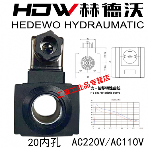 Hydraulic solenoid valve coil DSG inner diameter 13/16/20/23/26/31.5 voltage 220/24V/110v/12v cartridge valve coil inner hole 16 length 51 220v
