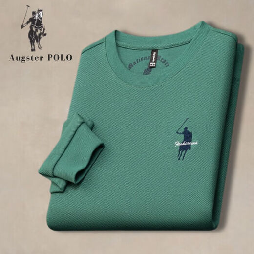 AGUGSTER Polo Auténtico Paul Autumn and Winter New Men's Loose Round Sweet Sweinshirt Polo Camiseta de caballo bordada Camiseta White 6628 L
