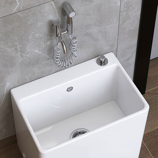 XMSJ Keramik-Mop-Pool großer Größe mit Beinen Mopp Pool Wasserhahn bodenstandhaushaltiges Balkon Bad kleiner Größe Waschbecken Pool 13751 Lang
