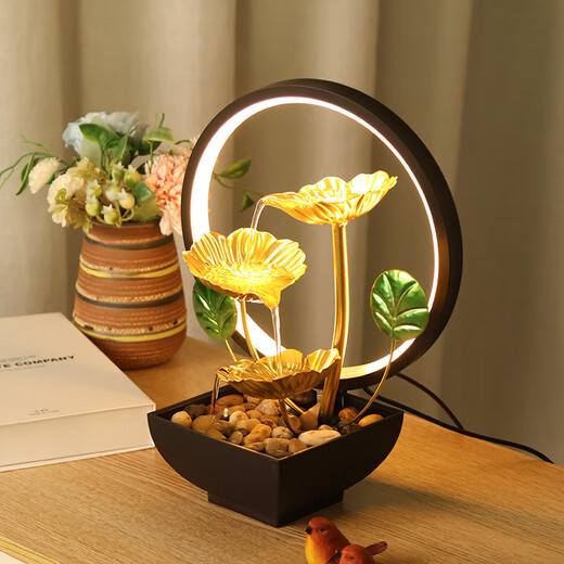 Yunya desktop circulating water ornaments interior decoration small fortune living room office entrance entrance decoration opening gift water to gold lamp circle style