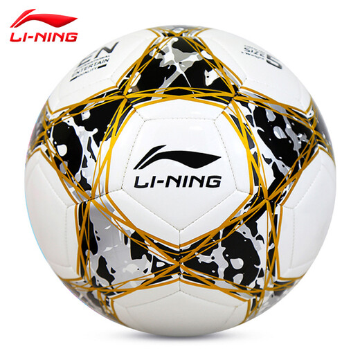 Li Ning Football No. 5 Adult Children and Youth Professional Competition Outdoor Training Sports High School Entrance Examination Ball No. 5/Standard White and Black Gold-671-1