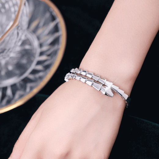 Kaibaolou pt950 platinum bracelet for men and women, platinum bracelet for couples, snake bone oval snake-shaped opening snap button closed custom-made 36g plain style #52