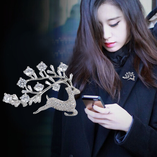 SENDME A deer has you brooch, high-end corsage, suit pin, women's high-end coat collar pin, birthday gift for girlfriend, bright elk brooch, type A