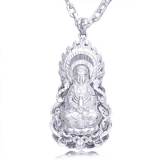 YOUSHINUO PT950 Platinum Pendant Men's Guanyin Pendant Platinum Colorful Men's Platinum Platinum Necklace for Boyfriend 10.9g Height*Width Approximately 40*16mm (including buckle)
