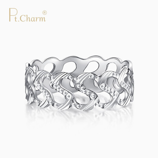 Pt.Charm new platinum ring women's water ripple platinum ring personalized fashion wedding proposal ring spot No. 21 2.8-2.9 grams single