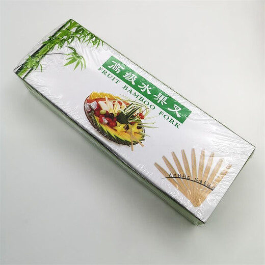 ULKNN bamboo fruit fork cake fork individually packaged small fork disposable fruit picks natural bamboo sushi fork signature 1 bamboo fork + 1 napkin, 100 sets in total in bags