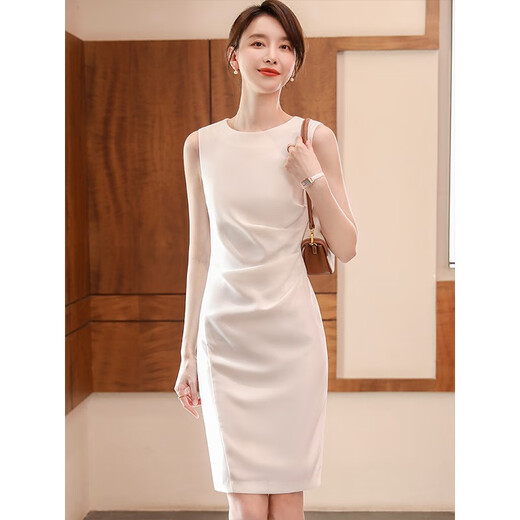J-ME high-end suit jacket women's dress 2025 spring professional suit temperament five-quarter sleeve suit formal women's work clothes jacket + dress white L 105-115Jin Jin equals 0.5 kg