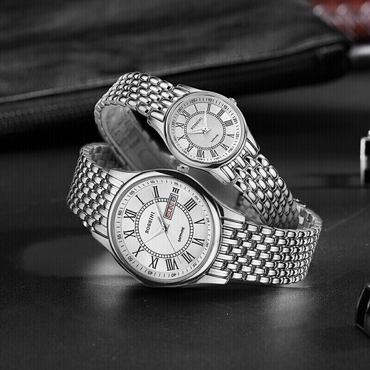 ROSSINI watch men's New Year gift men's watch waterproof ultra-thin quartz watch white disc steel band 6355
