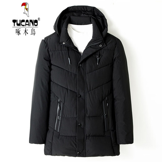 
Woodpecker Winter feather down jacket for men's mid-length cotton hooded casual jacket for middle-aged and young men's warm cotton top Black 1988 cotton XL Recommended 95-120Jin [Jin equals 0.5 kg] Upgraded and added cotton