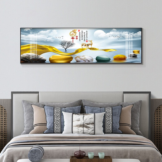 Tongdi Modern Simple Bedroom Decoration Peinture Nordic Style Salle PEINTURE PEINTURE COMPLET Hôtel B&B Hôtel Elk peinture de suspension 03 Jiahe Fugui 12147 Crystal Porcelain Painting 200 * 60 Recommandation de lit de 2 mètres personnalisé en cadre noir