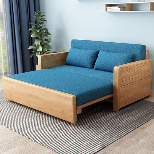 MU GONGZI SOFFICATION DE LA LOBE DE MU GONGZI Pliant Simple Modern Living Room Multi-fonction Petit appartement Single et double assis et couché à double usage lit 1,5 mètres Couleur de noix Couleur marron coco