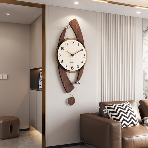 MEISD clock wall clock living room 2025 new modern retro clock wall hanging high-end cream art quartz wall clock 70% of customers choose peach wood grain large size 30*75.5cm