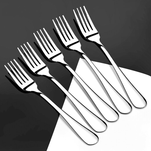 Qiaoju Qiaoyou Stainless Steel Mooncake Fork Dessert Fork Salad Fruit Fork Tableware Set Household Adult Long Handled Western Food Fork Wholesale No. 1 Dinner Fork 5 Pack