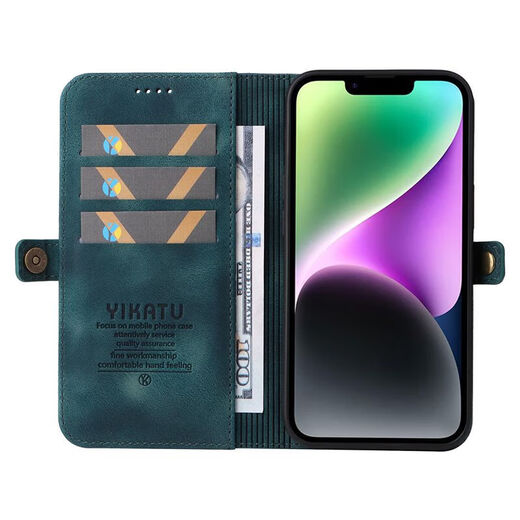 Pisces Apple 15 Promax Mobiltelefon Hülle einfache Magnetklappenkarte Brieftasche iPhone14plus Retro Business Atmosphäre Schutzhülle Black iPhone 15 Pro Max