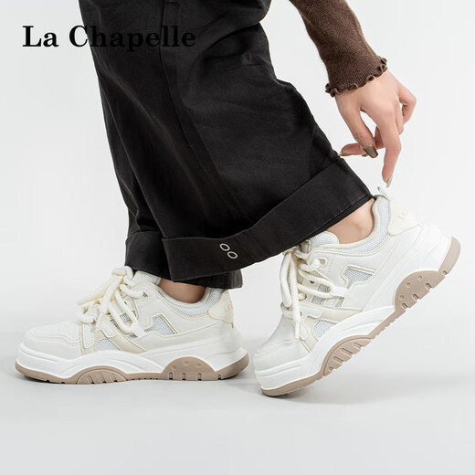 Женская обувь La Chapelle, Panda Impression Casual Women's Women's, разноцветная обувь, толстая подошва, повышенная женская обувь, маленькие белые туфли, повседневная обувь, не совсем белая женская LA-B683 35