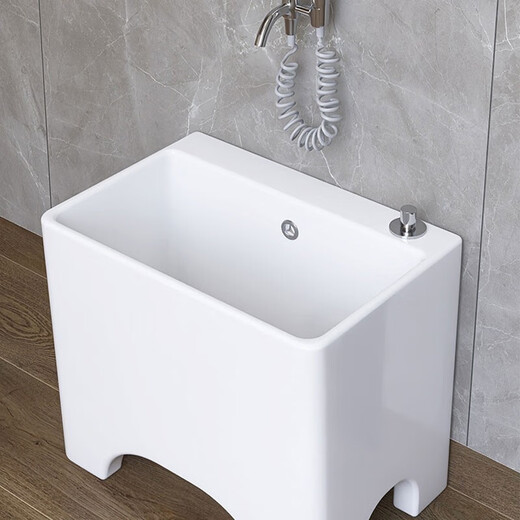 Dallv balcony tall ceramic mop pool with legs mop pool faucet floor-standing household bathroom small mop washing pool white ordinary version length 40 non-main picture see picture 2