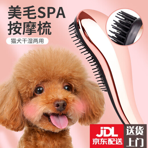 OUOETY dog comb Teddy comb special pet massage comb fluffy artifact small dog Bichon dog hair supplies rose gold