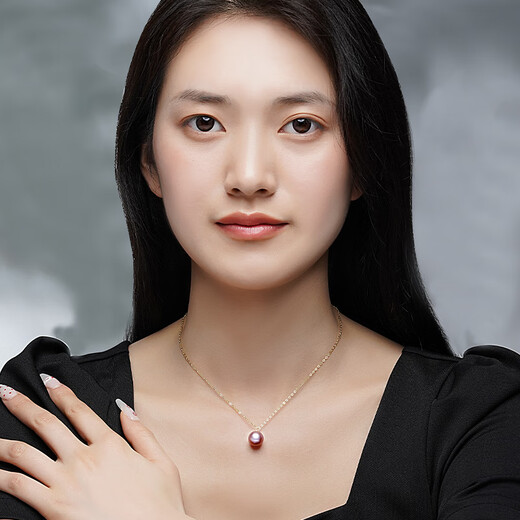 Duxi Freshwater Pearl Pendant 18K Gold Edison Pearl Necklace 10-11mm Purple Simple Gift
