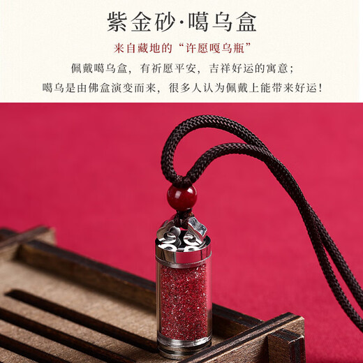 Shi Chuan Baishi Cinnabar Pendant Raw Mineral Cinnabar Powder Gawu Box Bottle Necklace Pendant Amulet Men and Women Birthday Gift