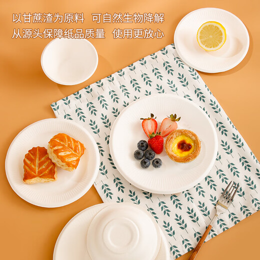 Youao disposable plates 6 inches (30 pieces) biodegradable paper plate cake plate barbecue picnic plate tableware