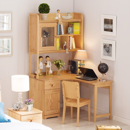 Bright furniture Student desk solid wood desk bookcase combination set study desk household writing desk with bookshelf 6191 teen corner desk
